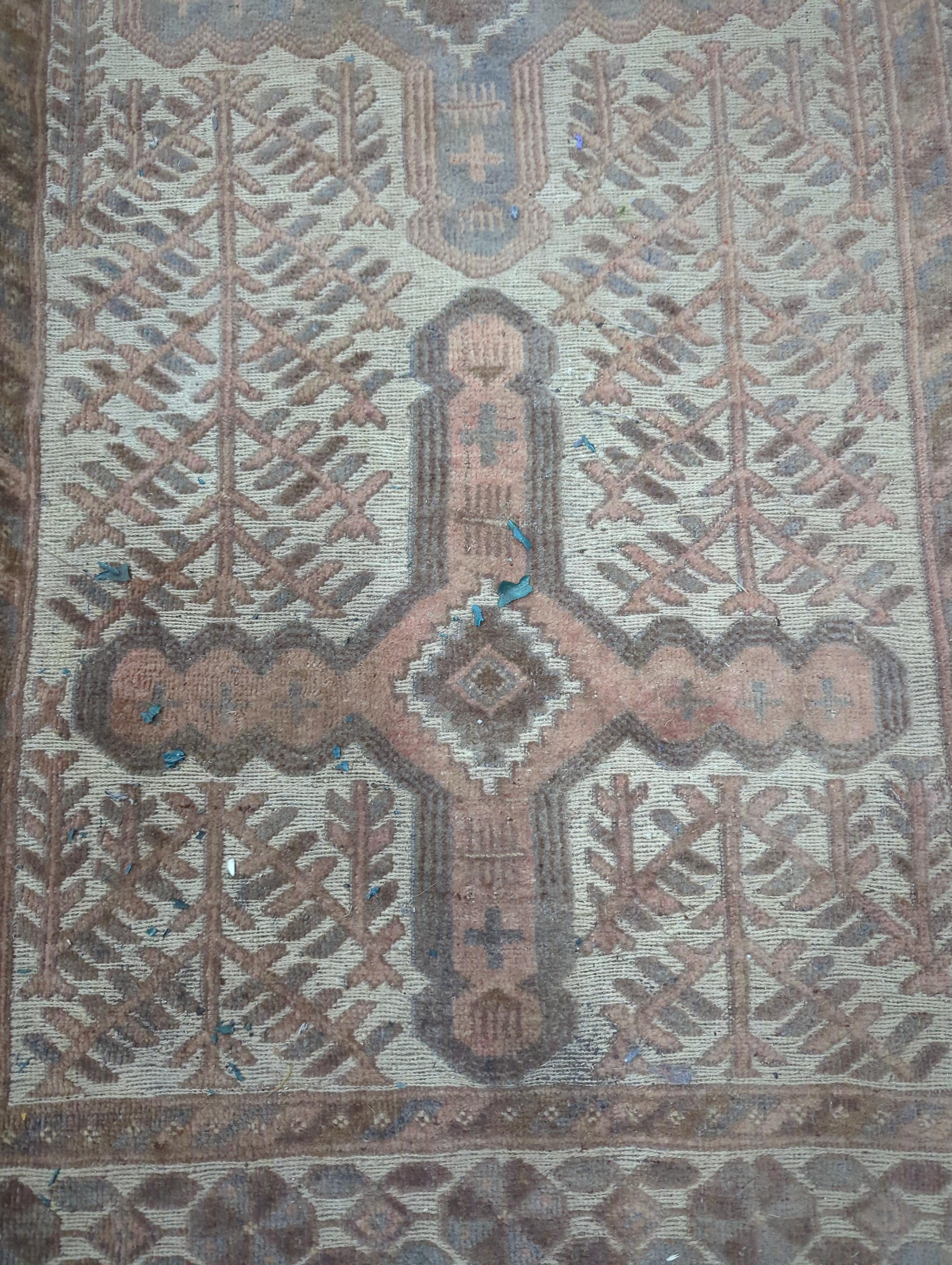 An ivory ground Afghan runner, 370 x 93cm